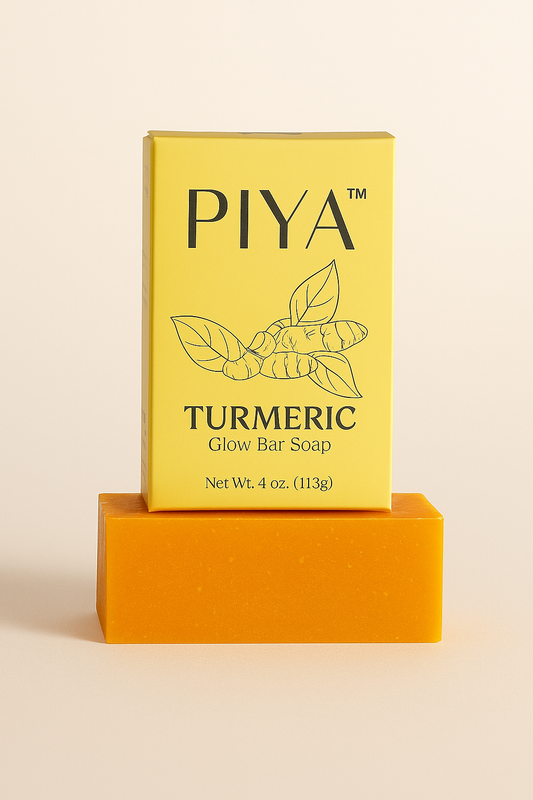 PIYA Turmeric Glow Bar Soap 4 oz – brightening Ayurvedic cleansing bar with turmeric extract