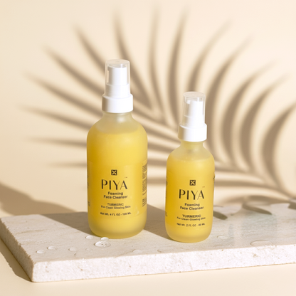 PIYA Turmeric Foaming Face Cleanser 60 ml and 120 ml – natural brightening face wash bottles